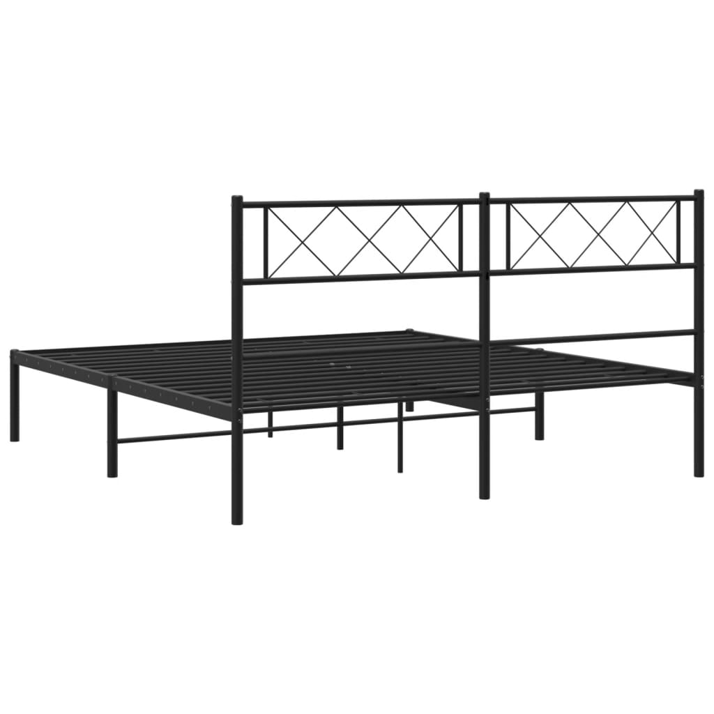 vidaXL Estructura cama sin colchón con cabecero metal negro 160x200 cm