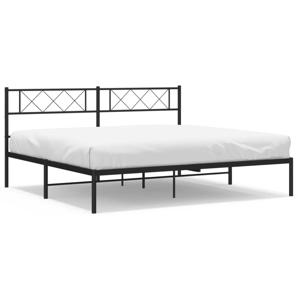 vidaXL Estructura cama sin colchón con cabecero metal negro 180x200 cm