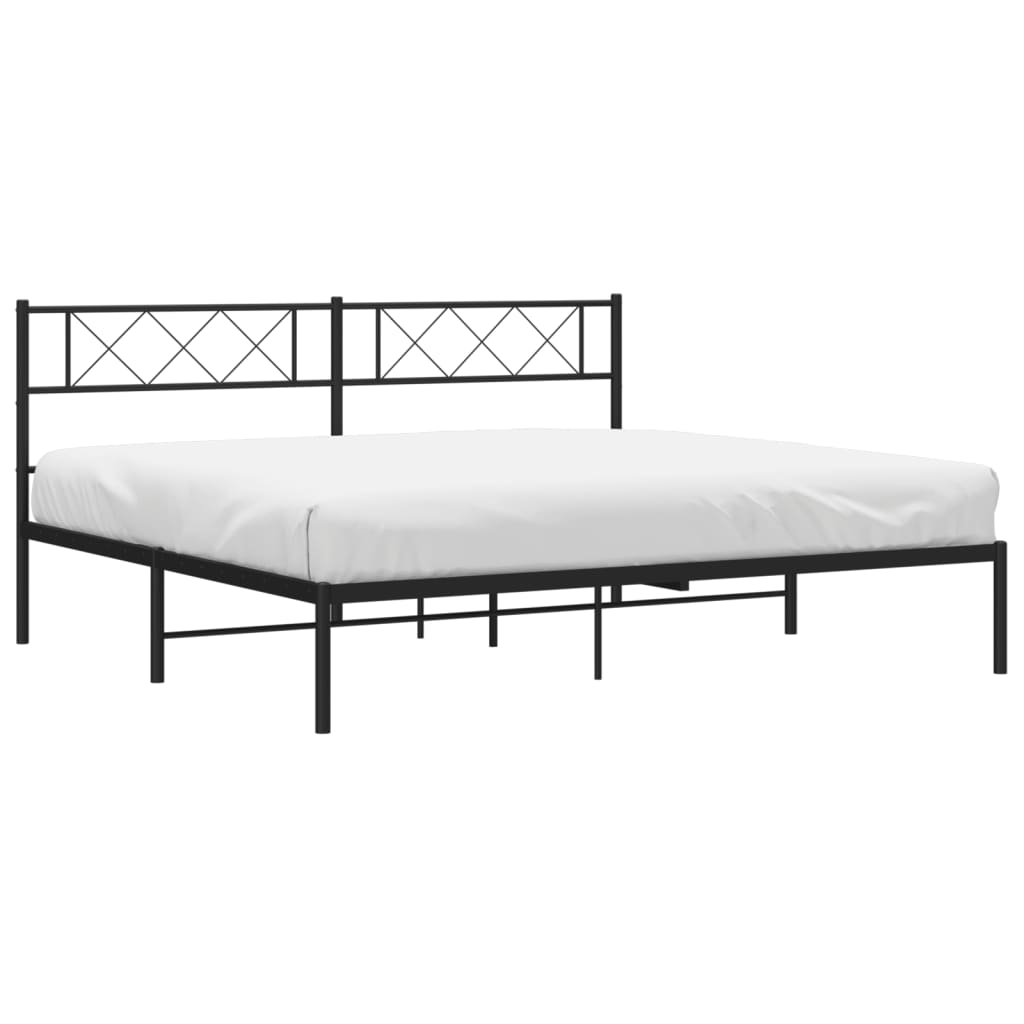 vidaXL Estructura cama sin colchón con cabecero metal negro 180x200 cm