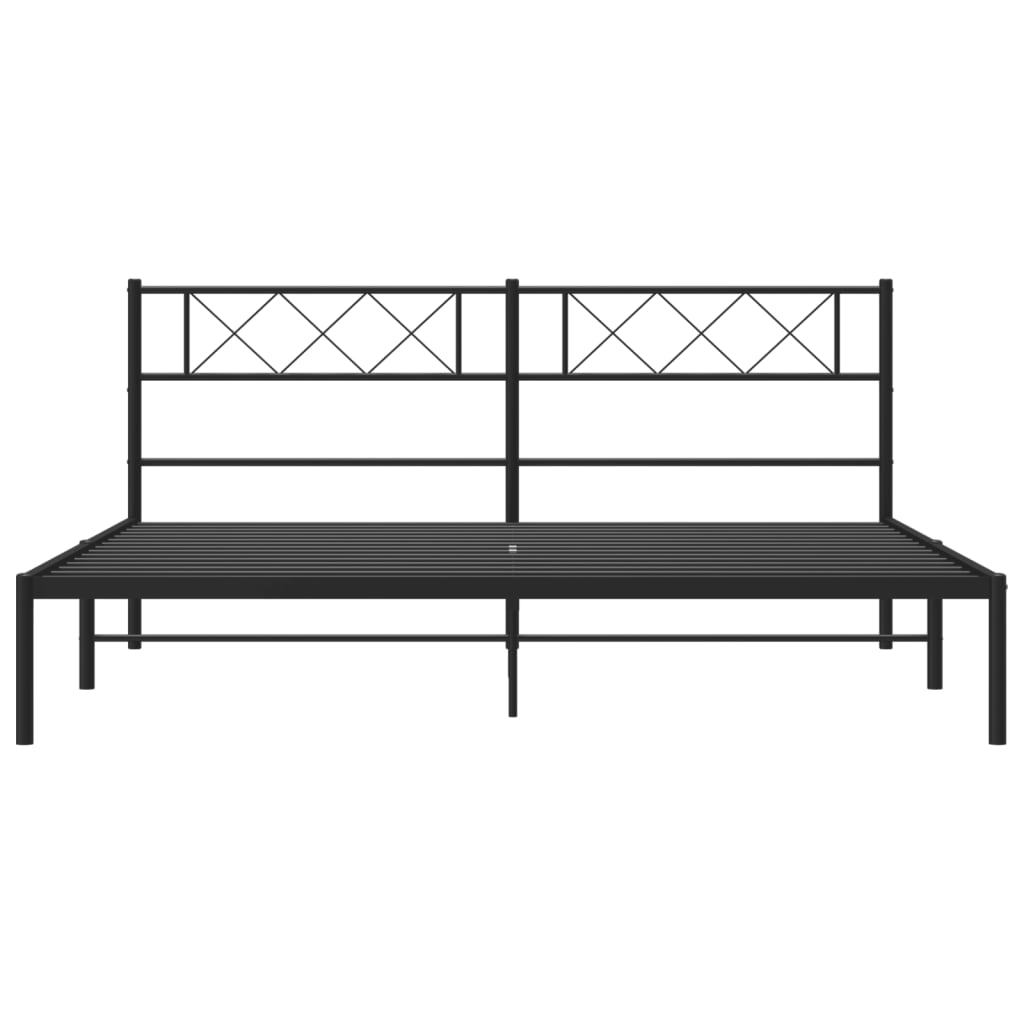 vidaXL Estructura cama sin colchón con cabecero metal negro 180x200 cm