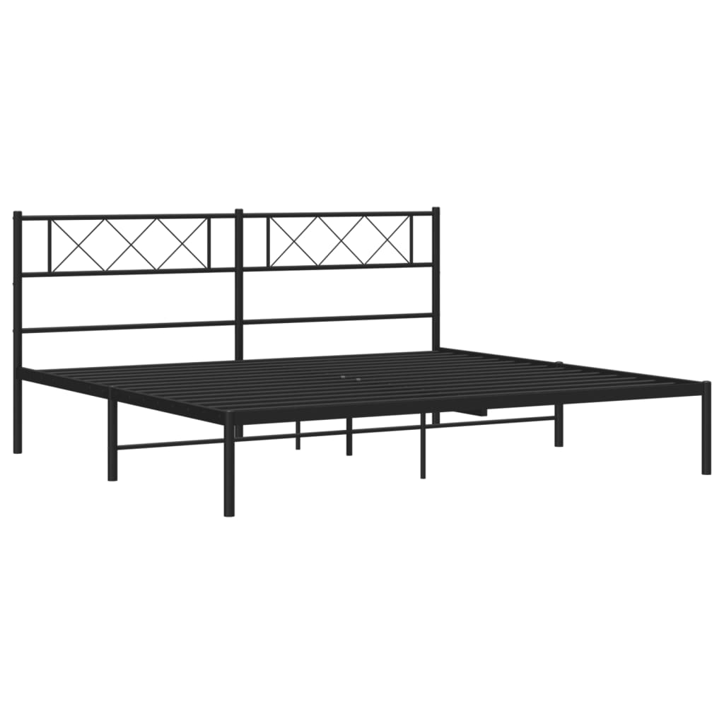 vidaXL Estructura cama sin colchón con cabecero metal negro 180x200 cm