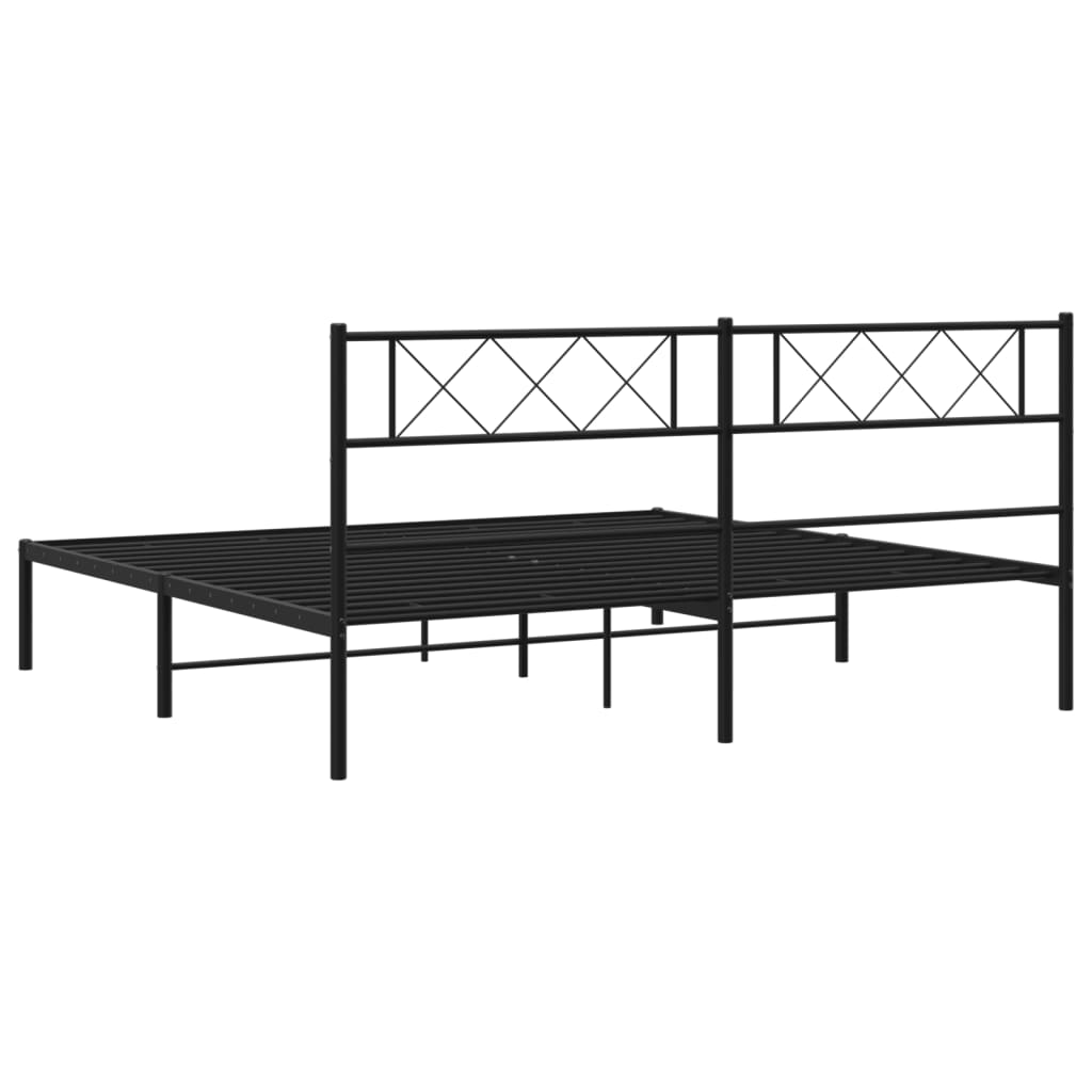 vidaXL Estructura cama sin colchón con cabecero metal negro 180x200 cm