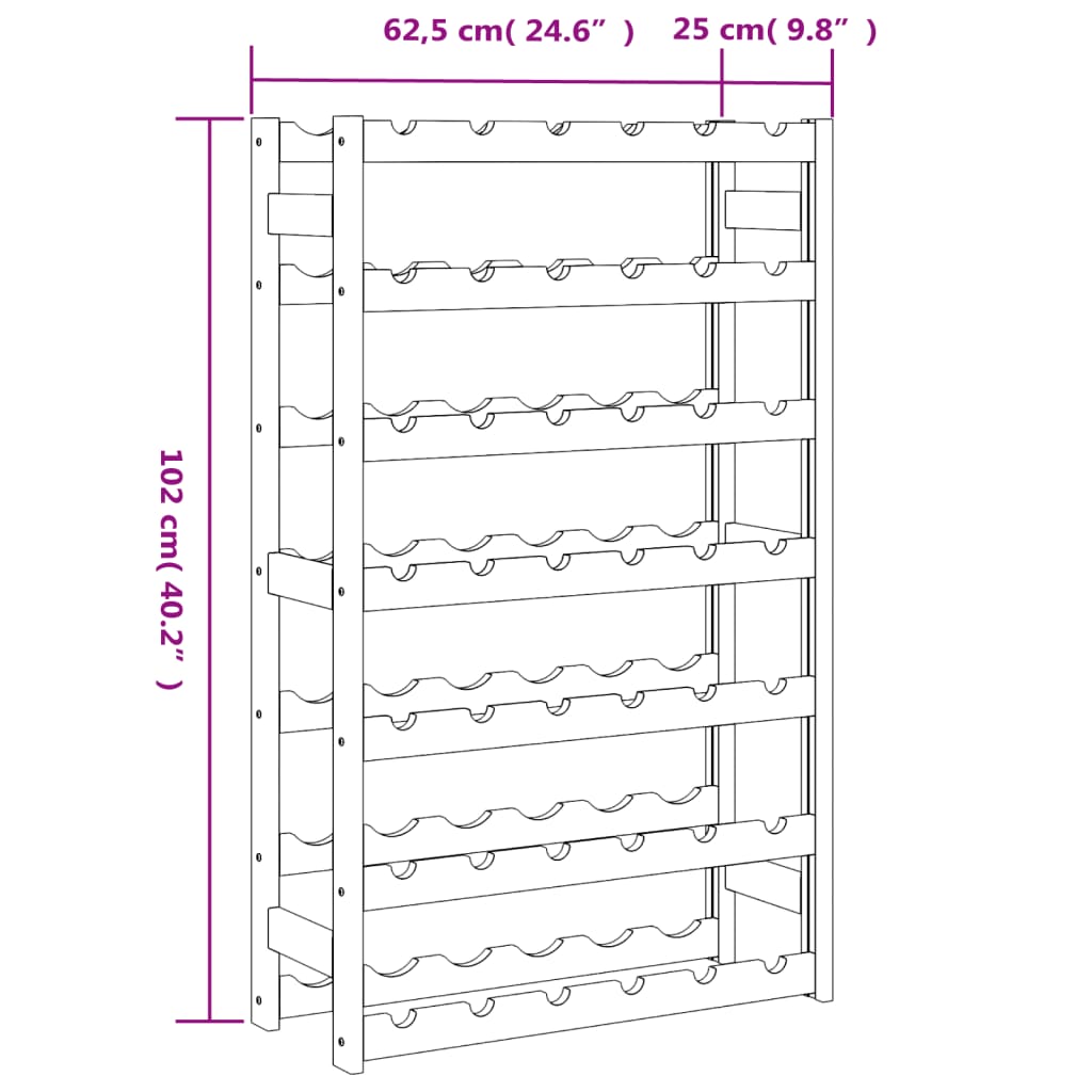 vidaXL Botellero para 42 botellas madera maciza de pino negro