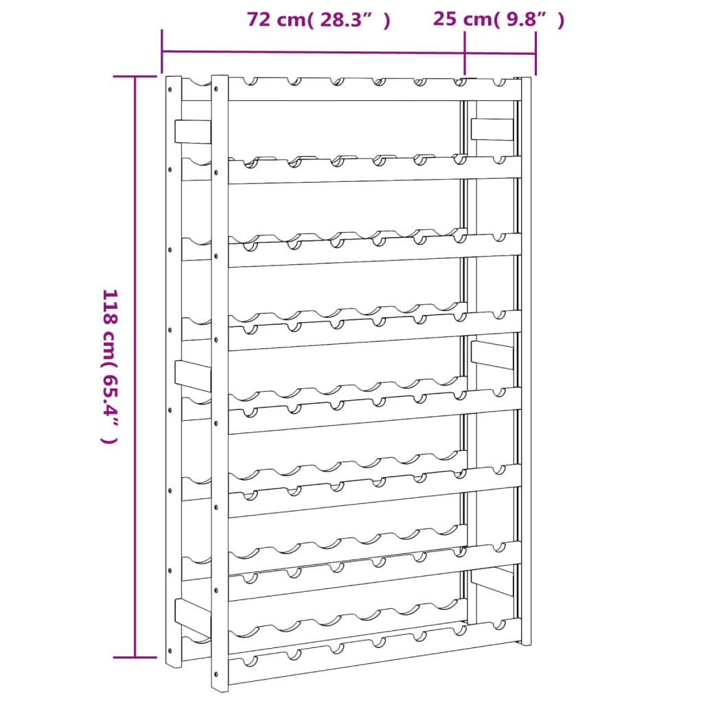 vidaXL Botellero para 56 botellas madera maciza de pino negro