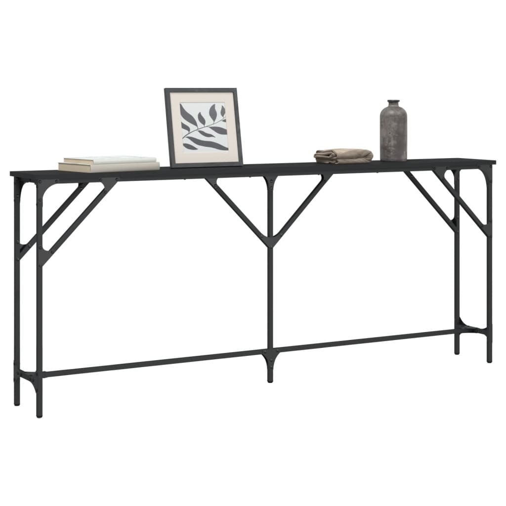 vidaXL Mesa consola madera de ingeniería negro 180x23x75 cm