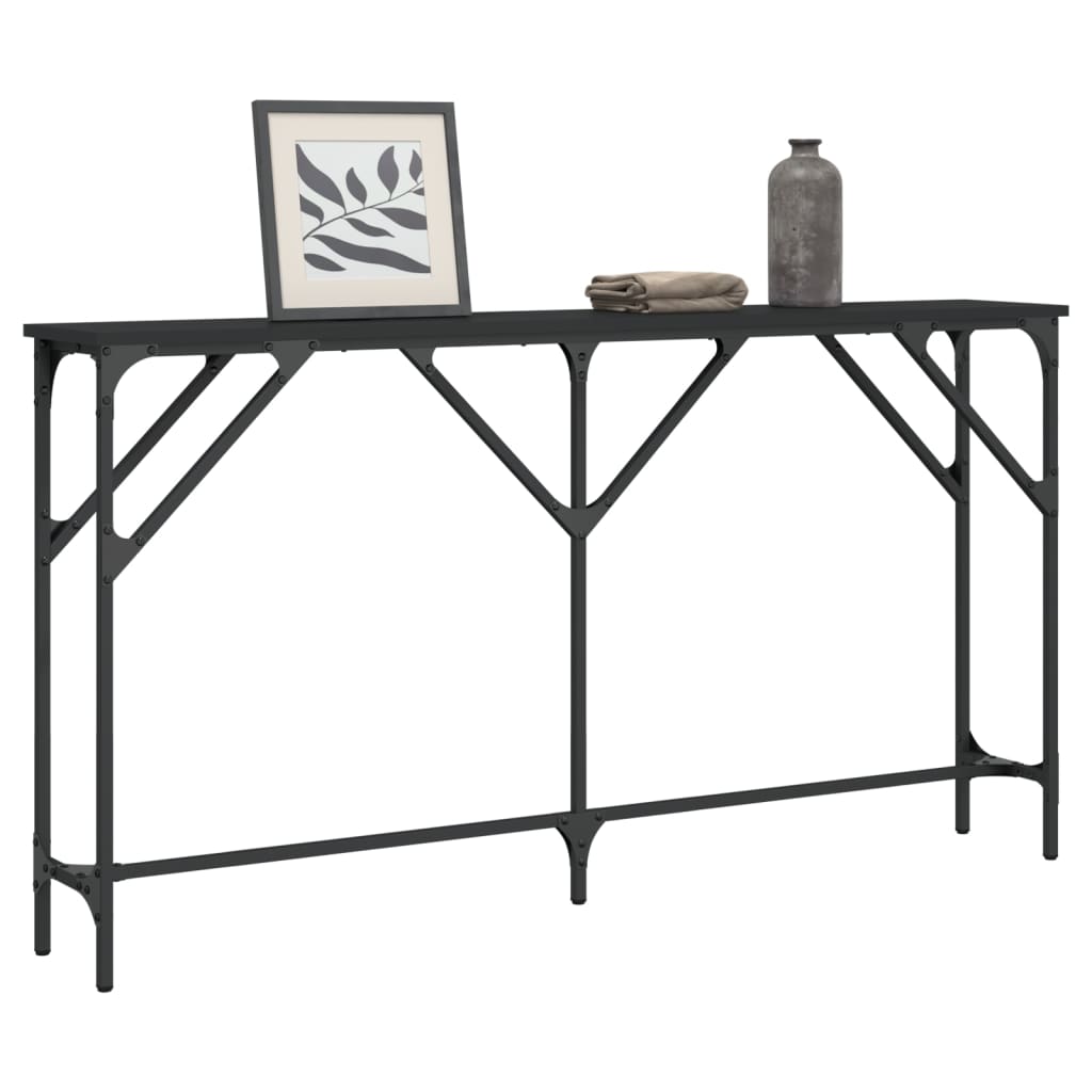 vidaXL Mesa consola madera de ingeniería negro 140x23x75 cm