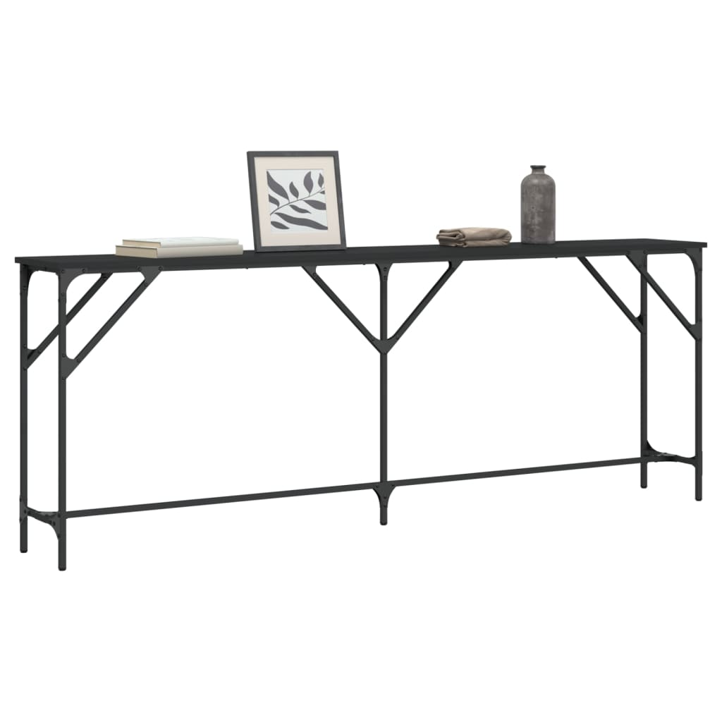 vidaXL Mesa consola madera de ingeniería negra 200x29x75 cm