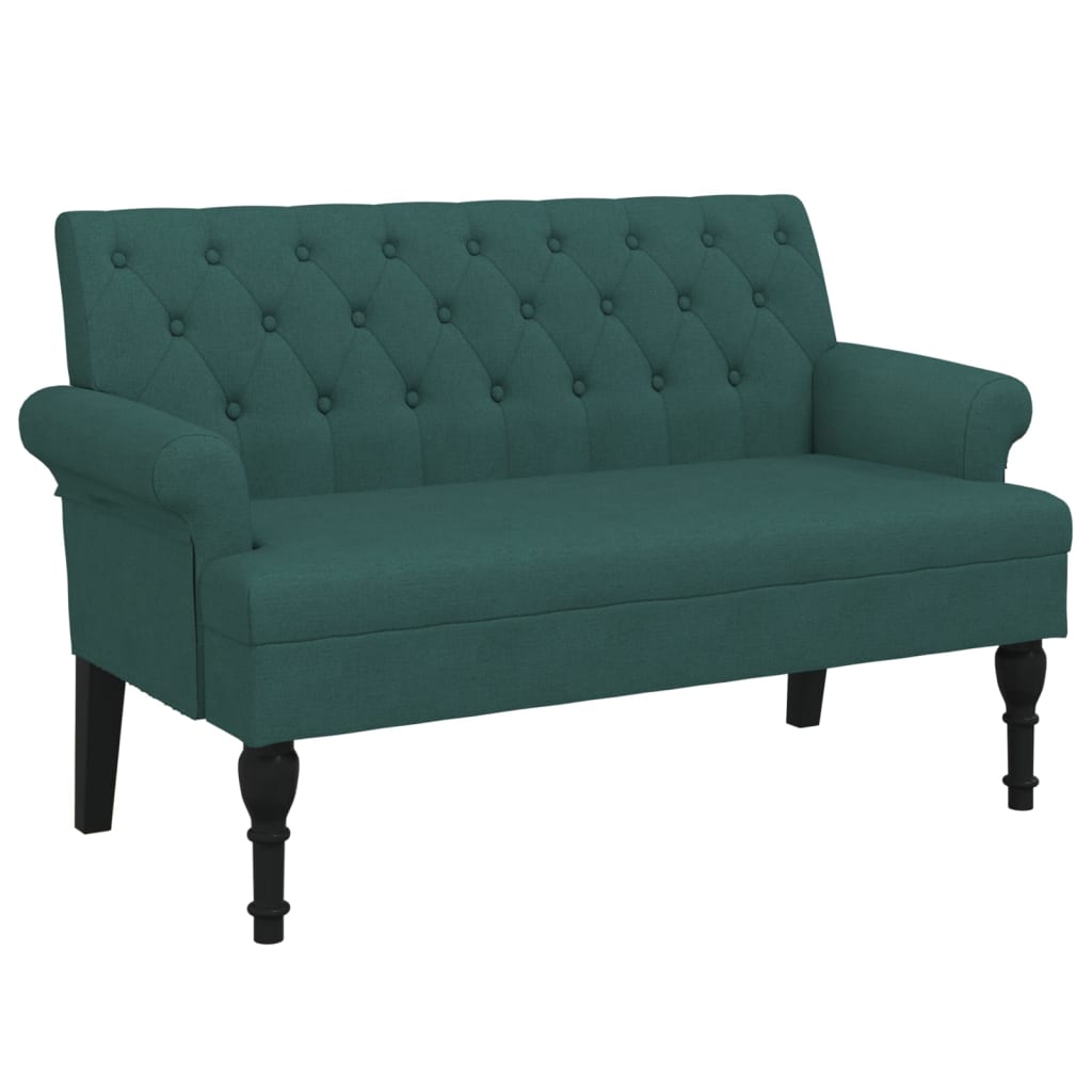 vidaXL Banco con respaldo tela verde oscuro 120x62x75,5 cm