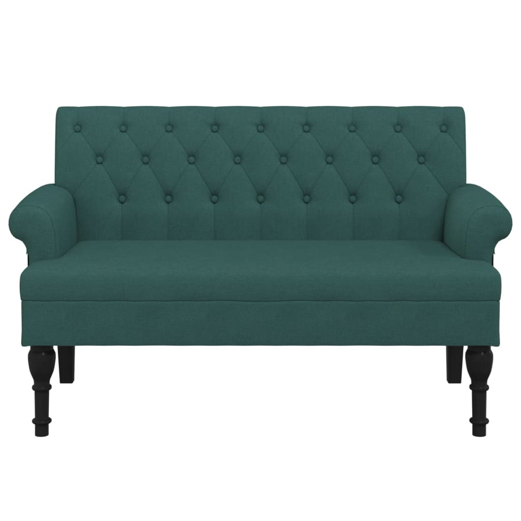 vidaXL Banco con respaldo tela verde oscuro 120x62x75,5 cm