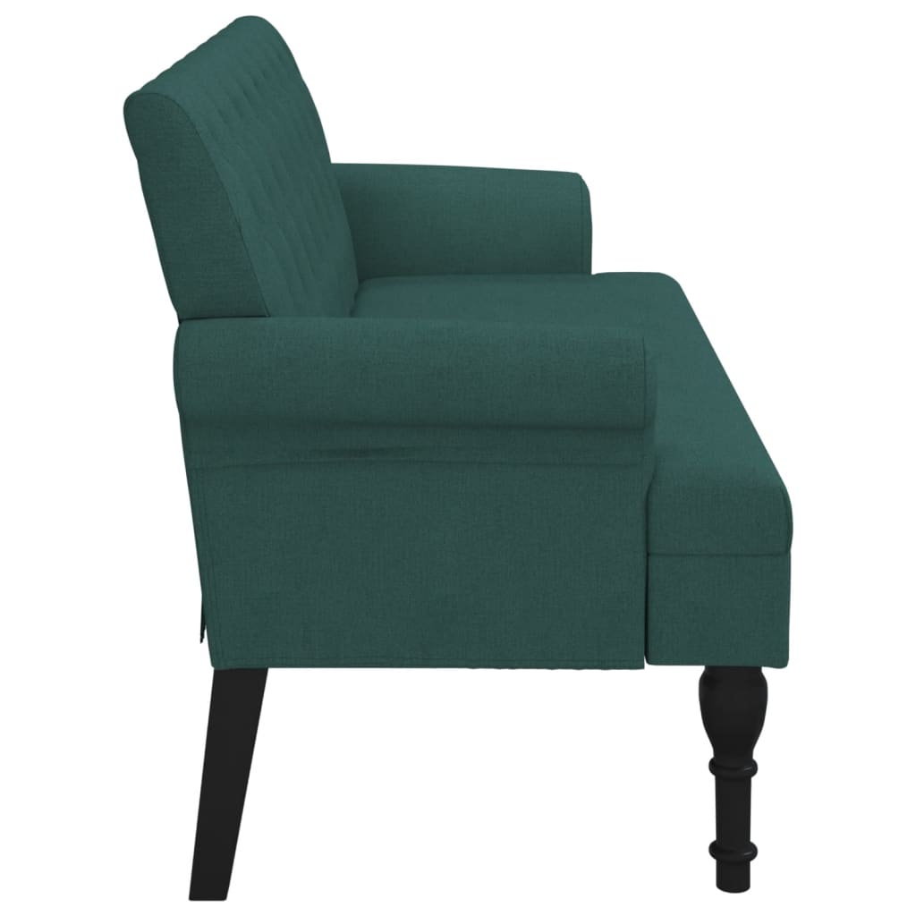 vidaXL Banco con respaldo tela verde oscuro 120x62x75,5 cm