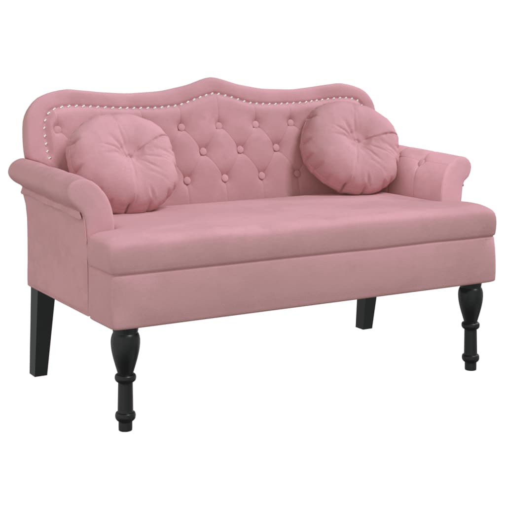 vidaXL Banco con cojines terciopelo rosa 120,5x65x75 cm