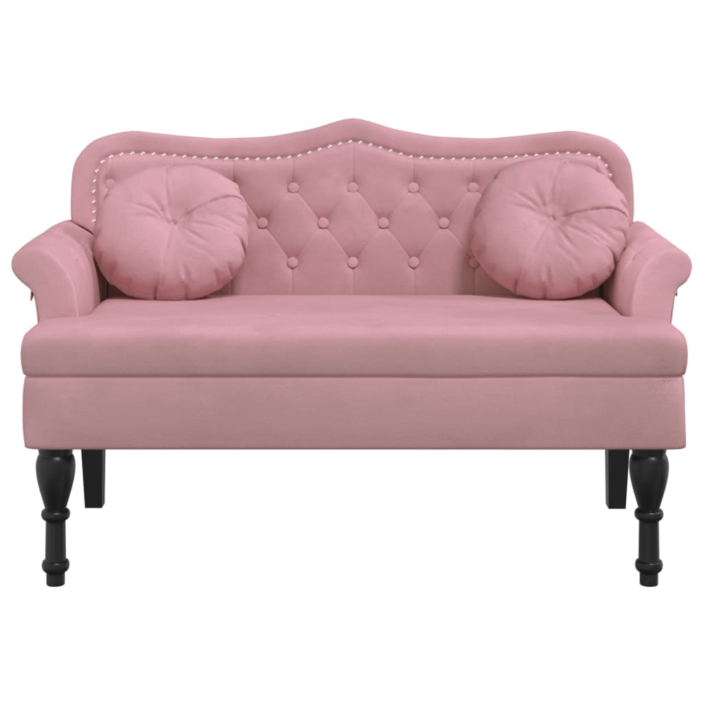 vidaXL Banco con cojines terciopelo rosa 120,5x65x75 cm