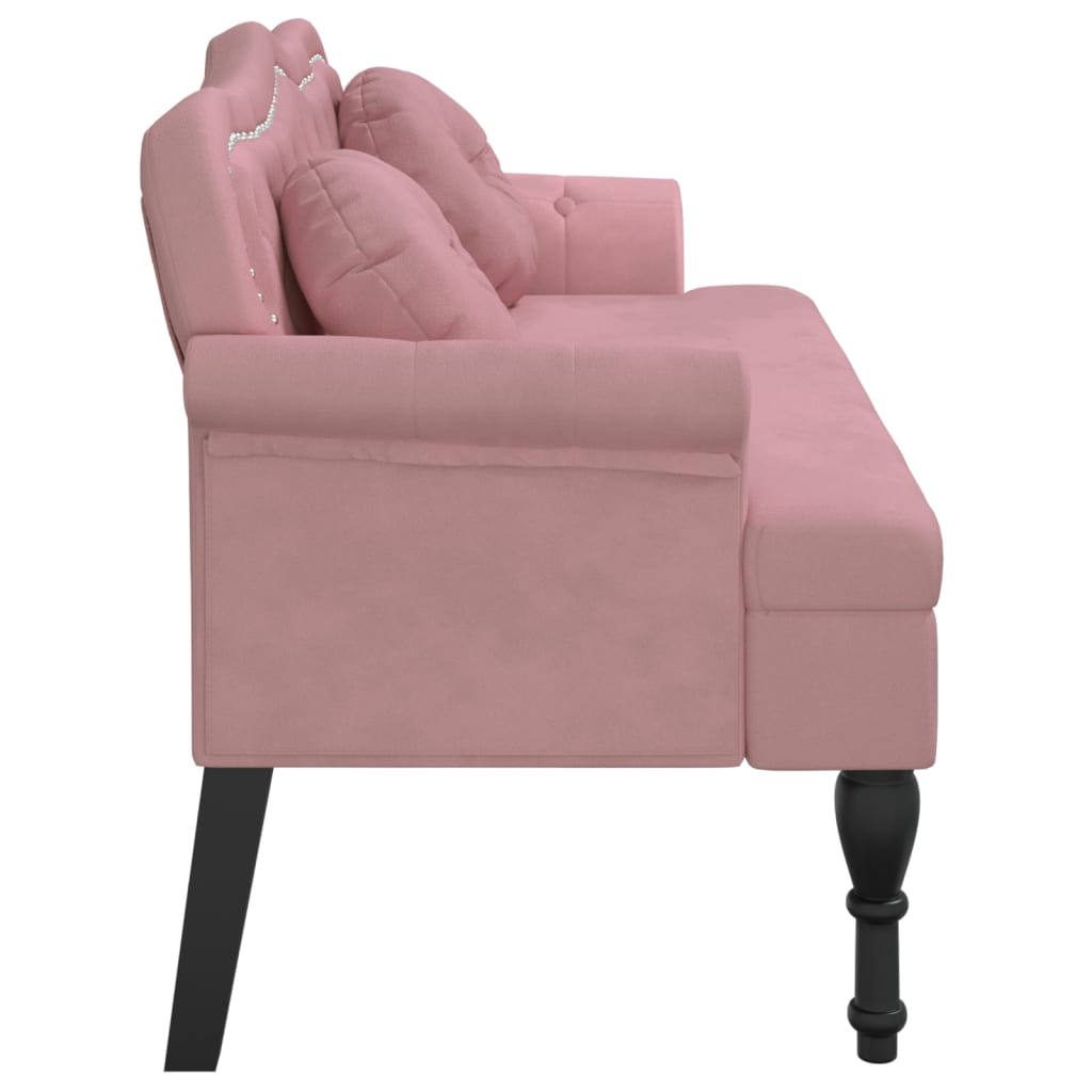 vidaXL Banco con cojines terciopelo rosa 120,5x65x75 cm