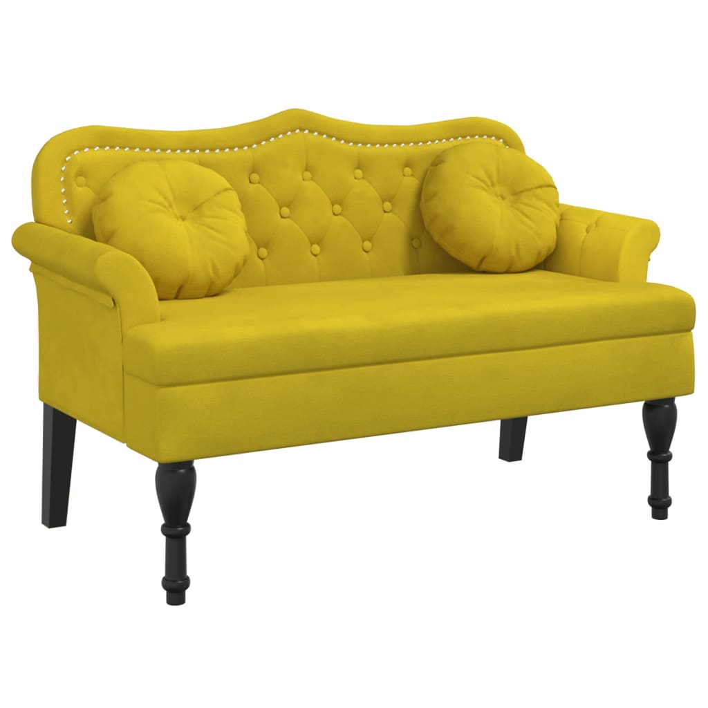 vidaXL Banco con cojines terciopelo amarillo 120,5x65x75 cm