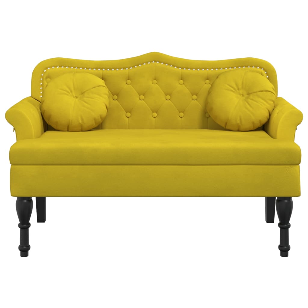 vidaXL Banco con cojines terciopelo amarillo 120,5x65x75 cm