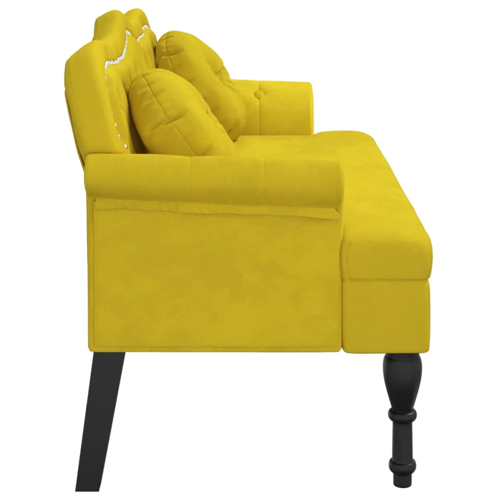 vidaXL Banco con cojines terciopelo amarillo 120,5x65x75 cm