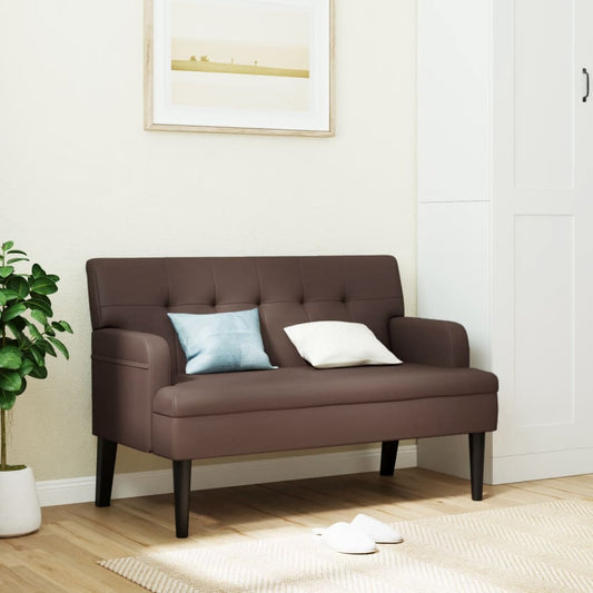 vidaXL Banco con respaldo cuero sintético marrón 112x65,5x75 cm