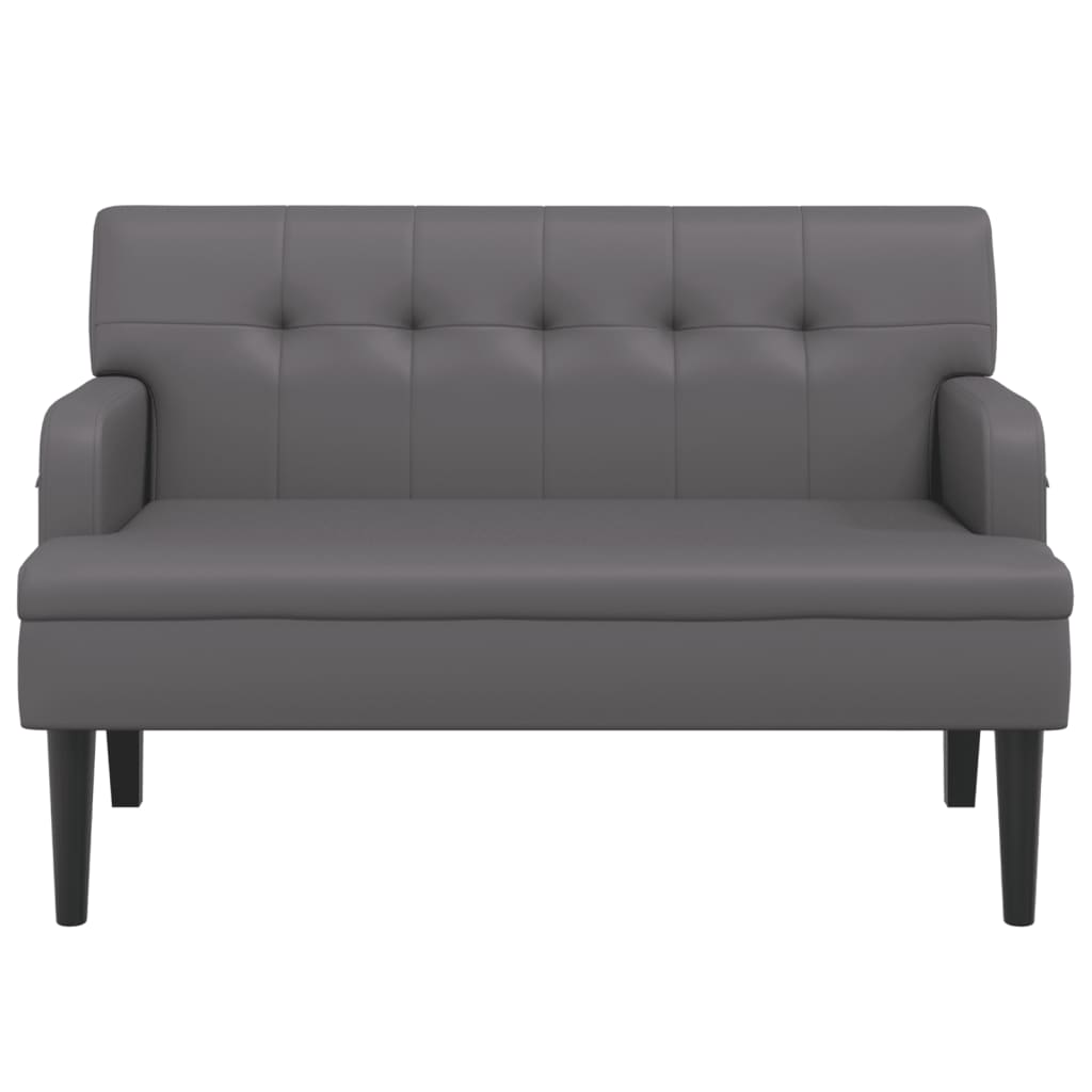 vidaXL Banco con respaldo cuero sintético gris 112x65,5x75 cm