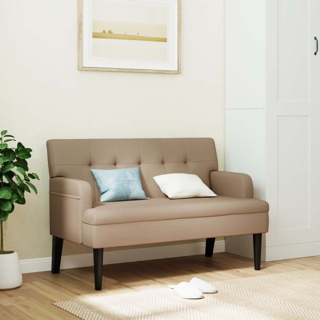 vidaXL Banco con respaldo cuero sintético capuchino 112x65,5x75 cm