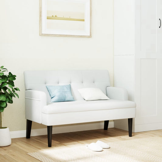 vidaXL Banco con respaldo cuero sintético blanco 112x65,5x75 cm