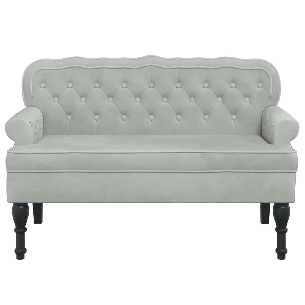 vidaXL Banco con respaldo terciopelo gris claro 119,5x64,5x75 cm