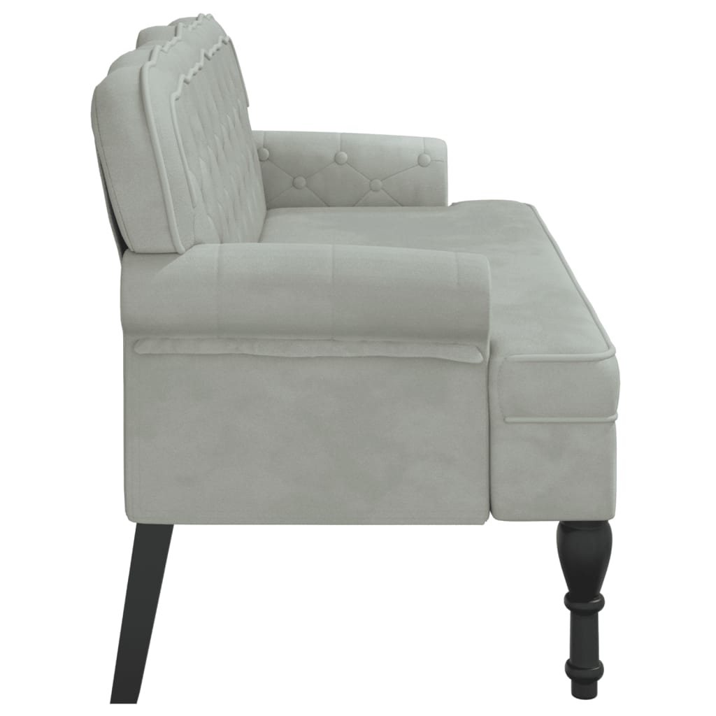 vidaXL Banco con respaldo terciopelo gris claro 119,5x64,5x75 cm