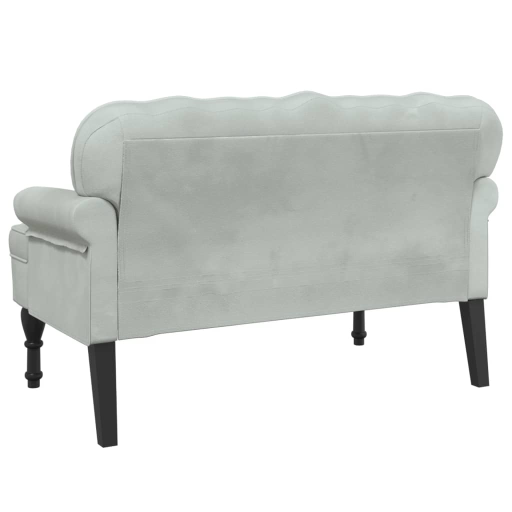 vidaXL Banco con respaldo terciopelo gris claro 119,5x64,5x75 cm