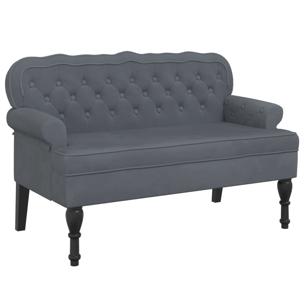 vidaXL Banco con respaldo terciopelo gris oscuro 119,5x64,5x75 cm