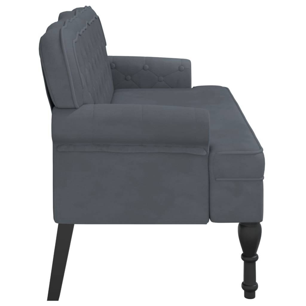 vidaXL Banco con respaldo terciopelo gris oscuro 119,5x64,5x75 cm