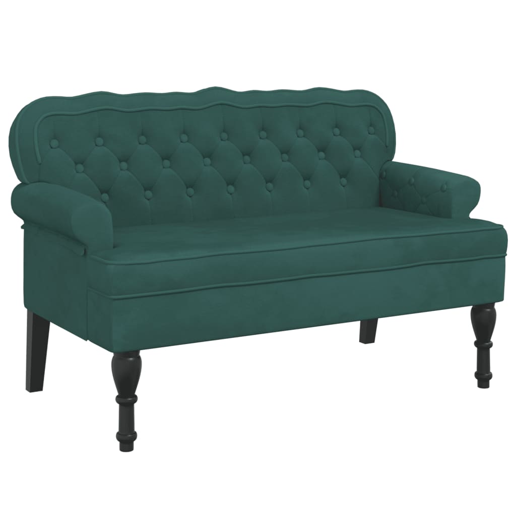 vidaXL Banco con respaldo terciopelo verde oscuro 119,5x64,5x75 cm