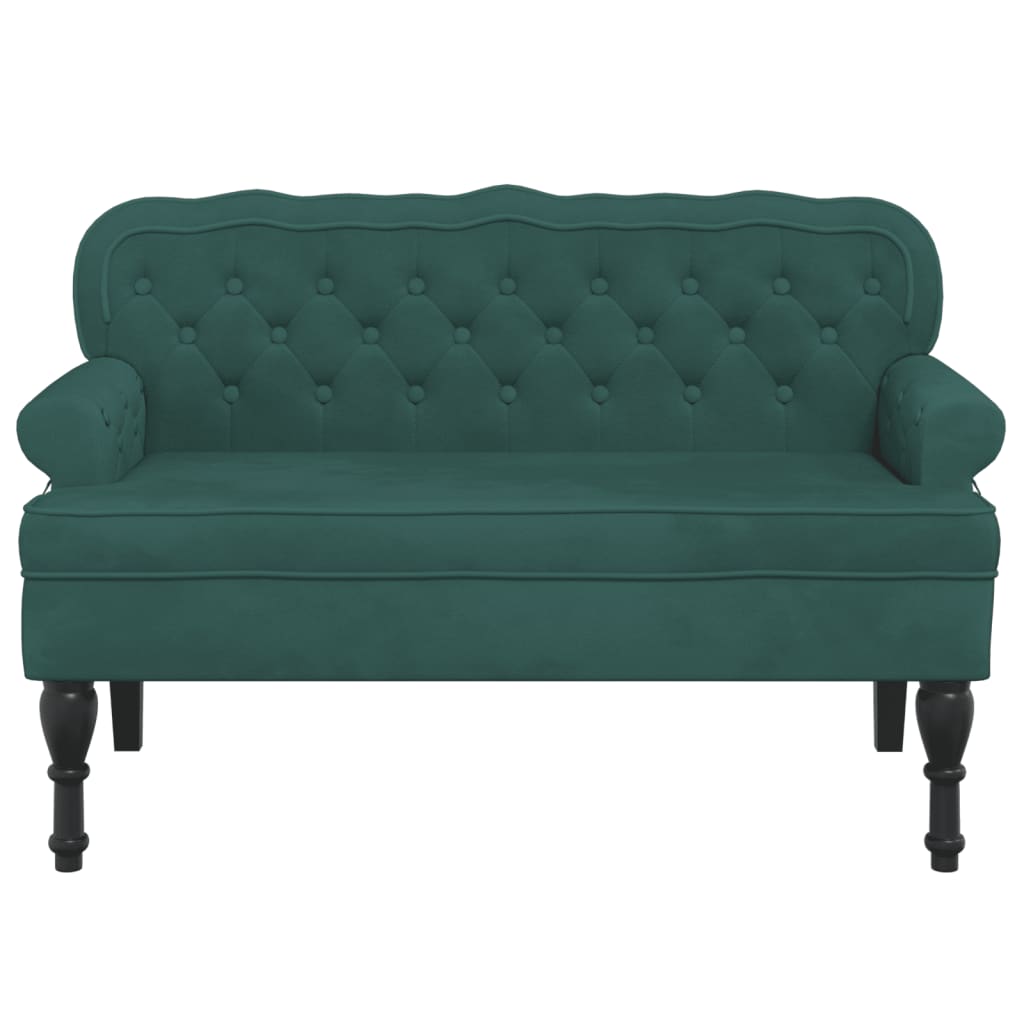 vidaXL Banco con respaldo terciopelo verde oscuro 119,5x64,5x75 cm