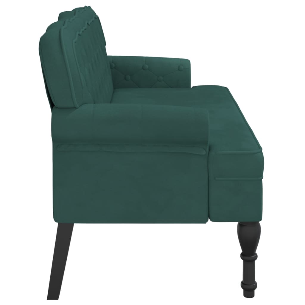 vidaXL Banco con respaldo terciopelo verde oscuro 119,5x64,5x75 cm