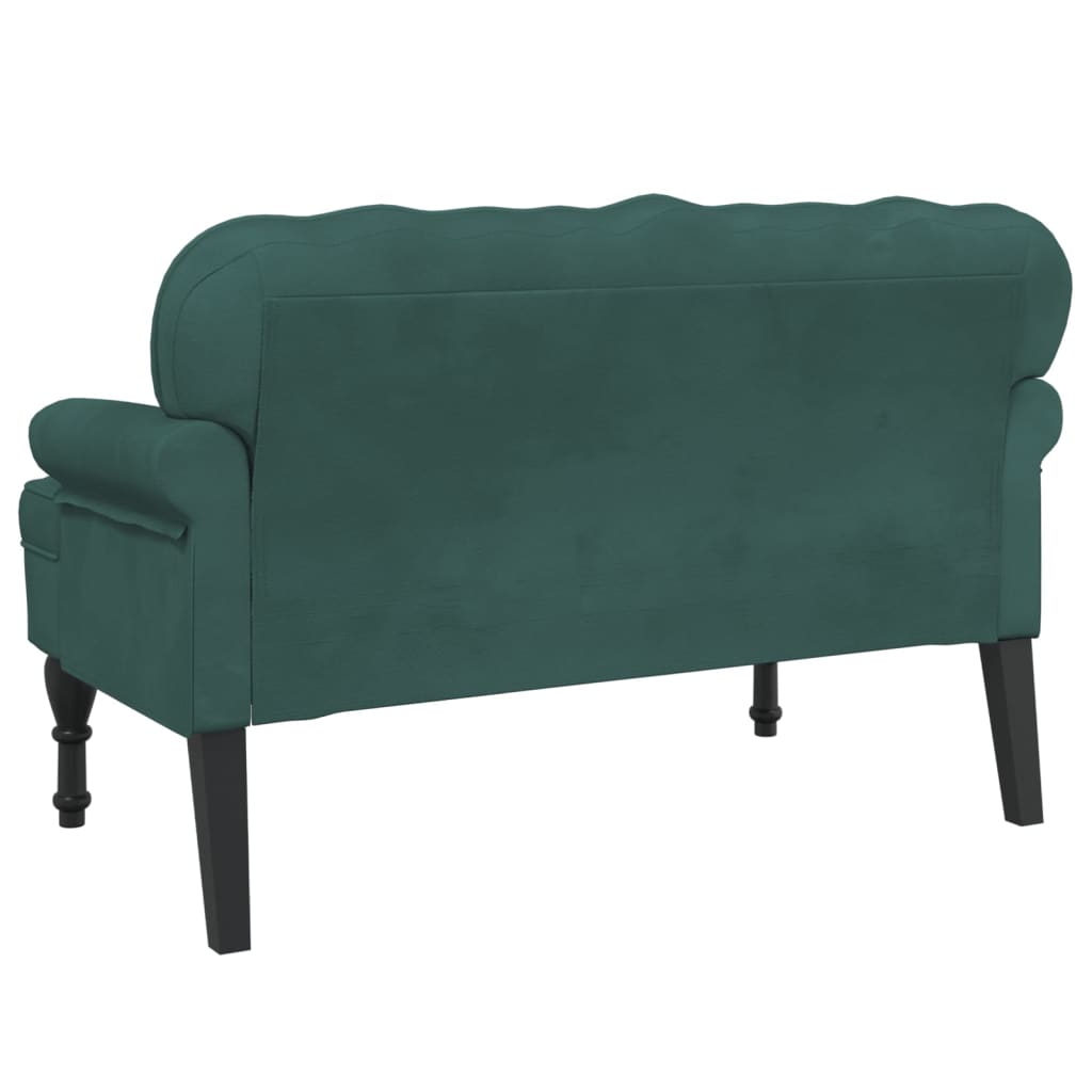 vidaXL Banco con respaldo terciopelo verde oscuro 119,5x64,5x75 cm