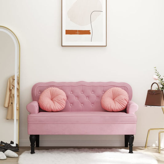 vidaXL Banco con respaldo terciopelo rosa 119,5x64,5x75 cm