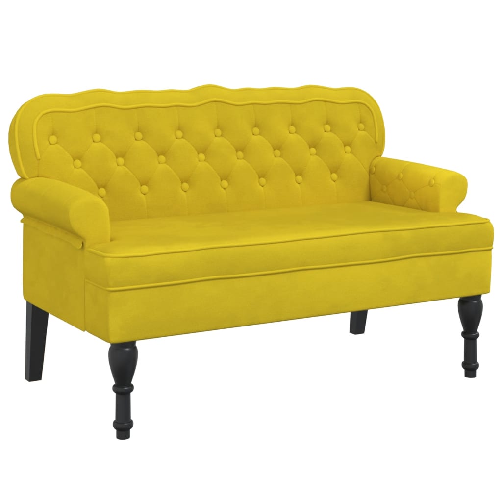 vidaXL Banco con respaldo terciopelo amarillo 119,5x64,5x75 cm