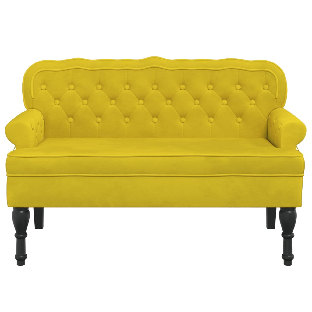 vidaXL Banco con respaldo terciopelo amarillo 119,5x64,5x75 cm