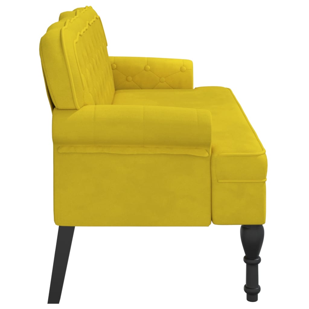 vidaXL Banco con respaldo terciopelo amarillo 119,5x64,5x75 cm