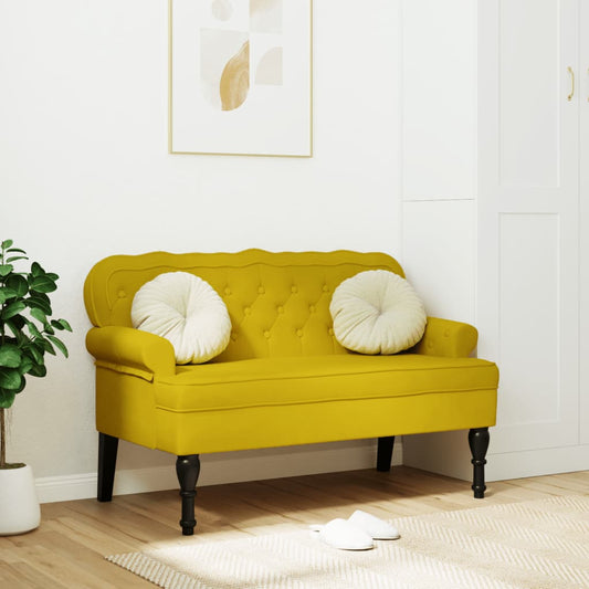 vidaXL Banco con respaldo terciopelo amarillo 119,5x64,5x75 cm