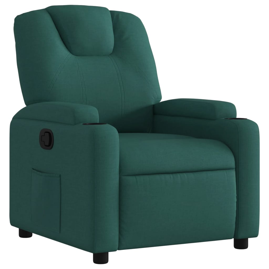 vidaXL Sillón reclinable de tela verde oscuro