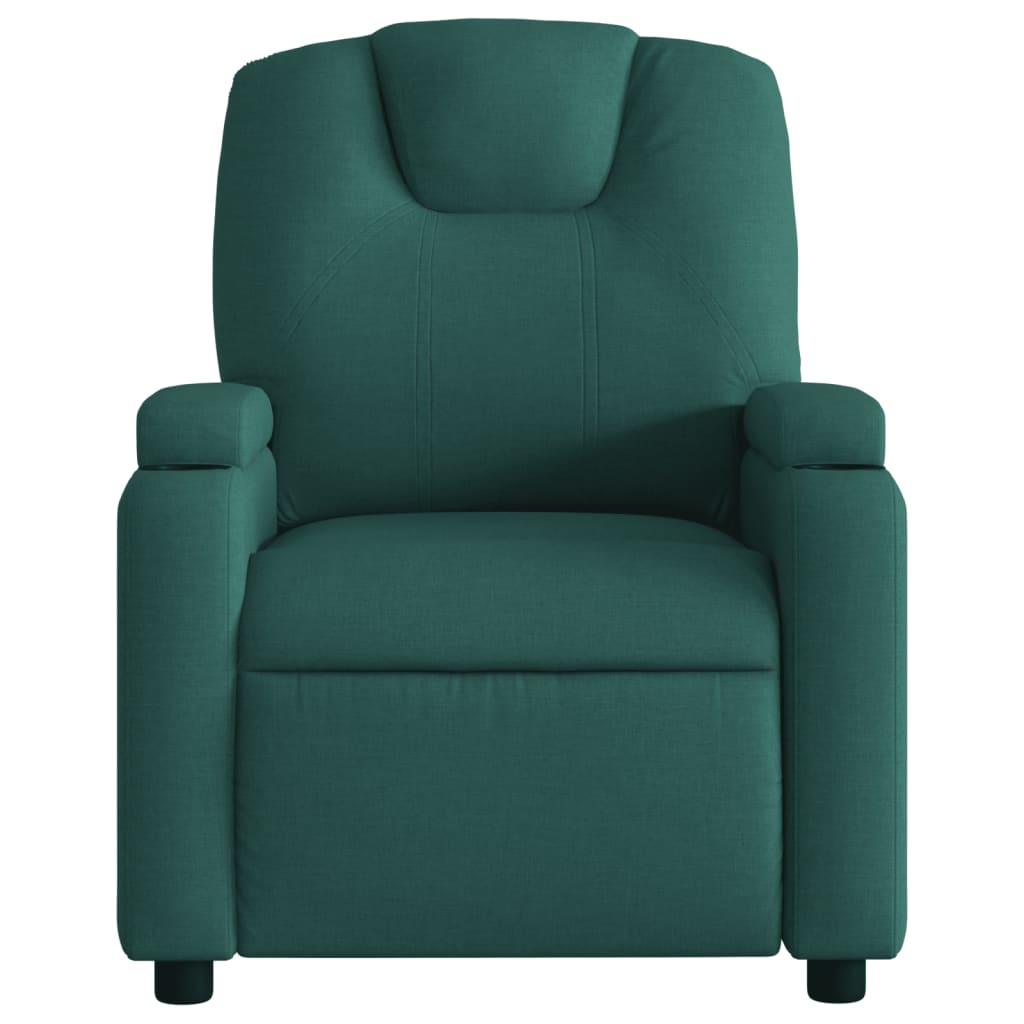 vidaXL Sillón reclinable de tela verde oscuro