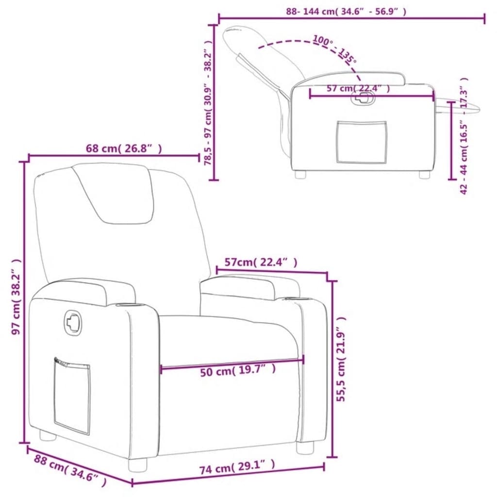 vidaXL Sillón reclinable de tela verde oscuro