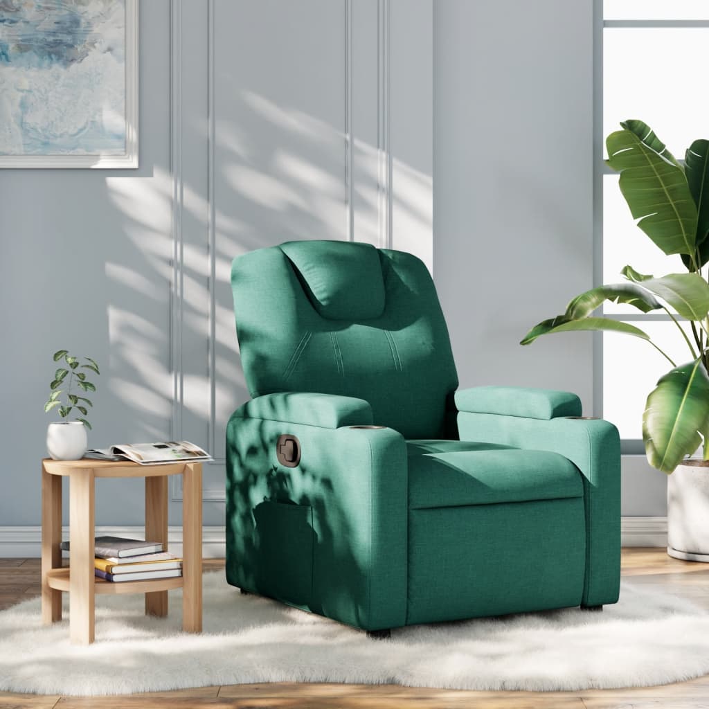 vidaXL Sillón reclinable de tela verde oscuro