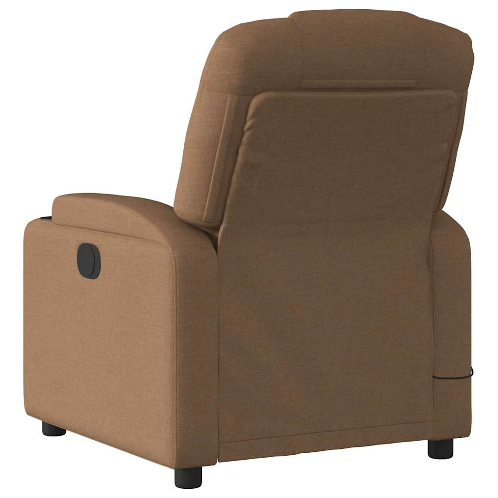 vidaXL Sillón reclinable con masaje de tela marrón