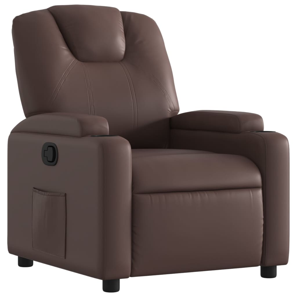 vidaXL Sillón reclinable de cuero sintético marrón