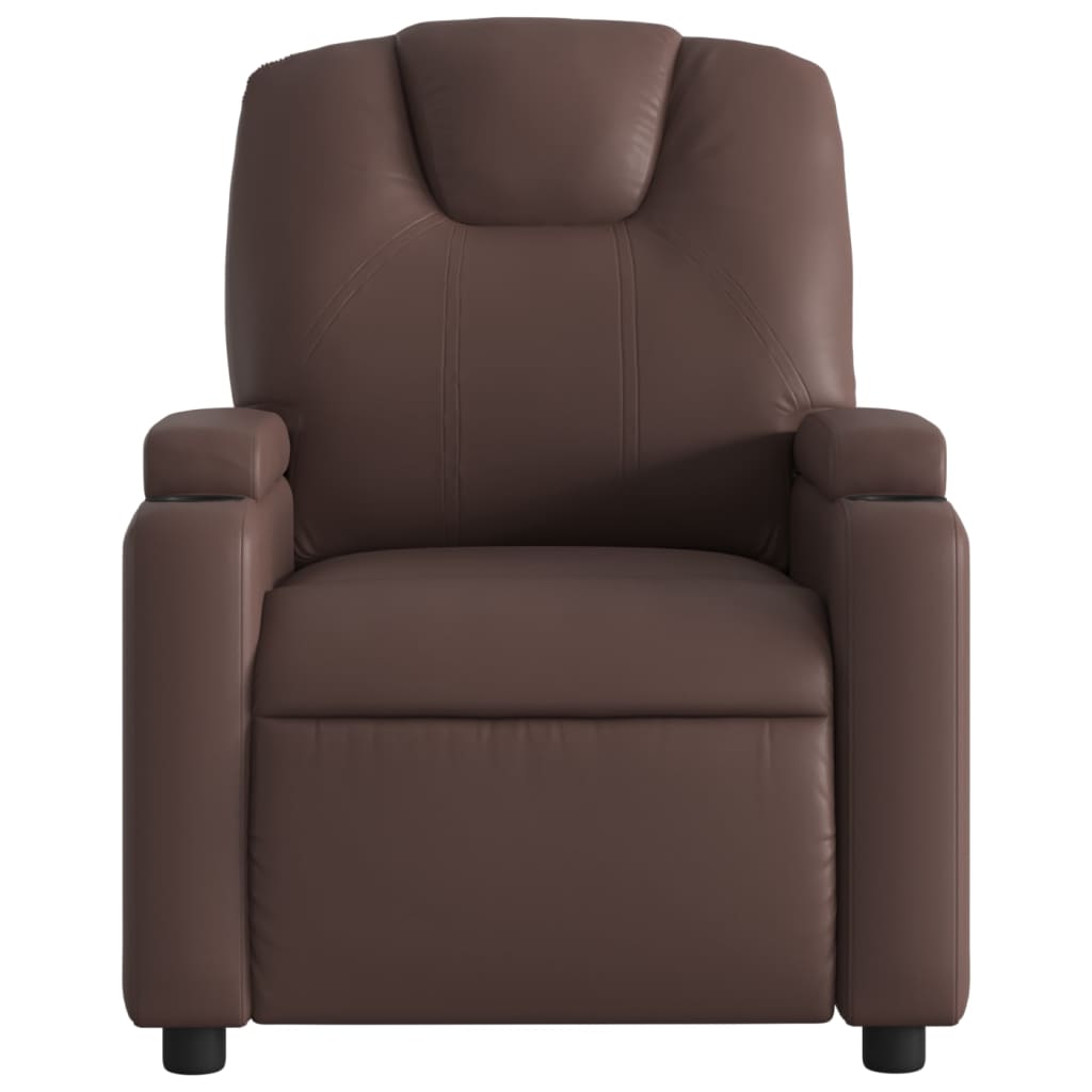 vidaXL Sillón reclinable de cuero sintético marrón