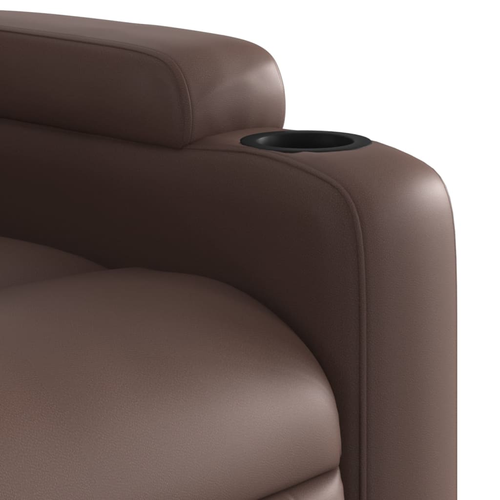 vidaXL Sillón reclinable de cuero sintético marrón