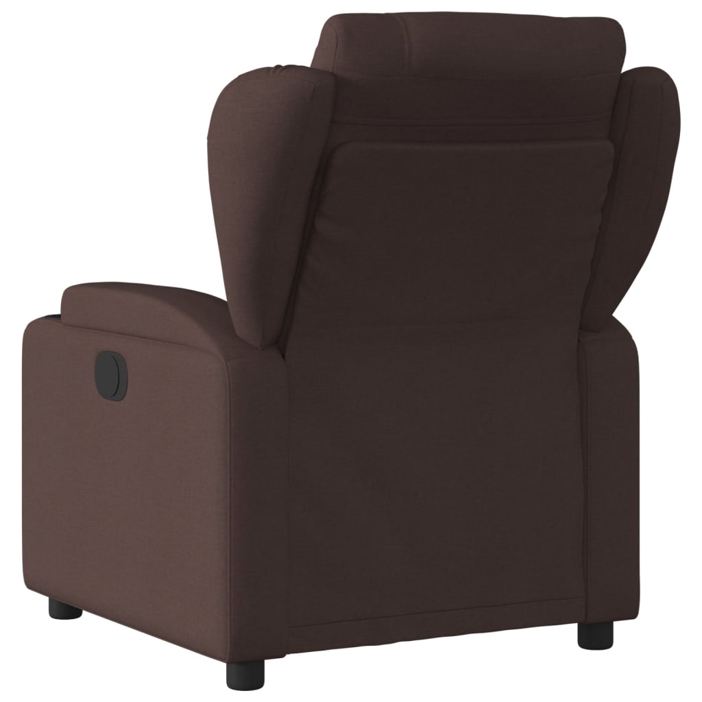 vidaXL Sillón reclinable de tela marrón oscuro