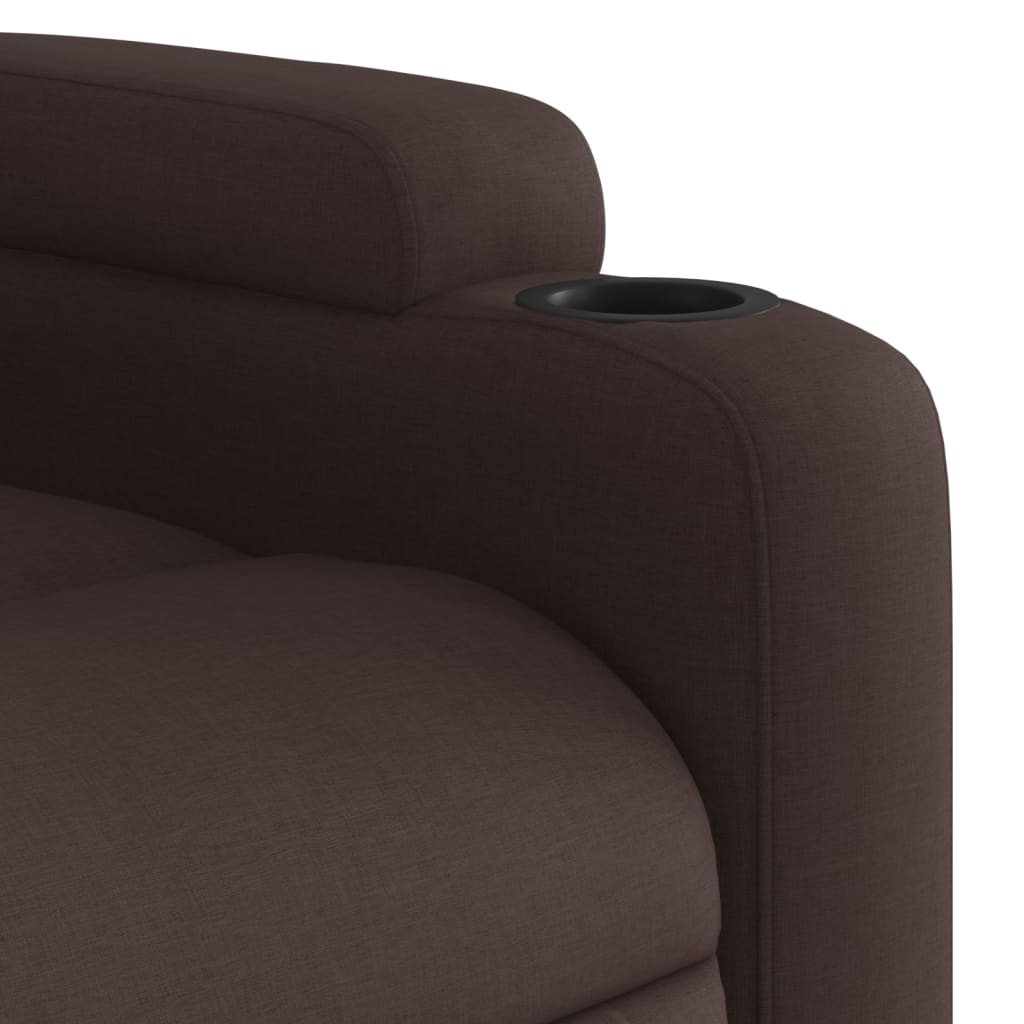 vidaXL Sillón reclinable de tela marrón oscuro