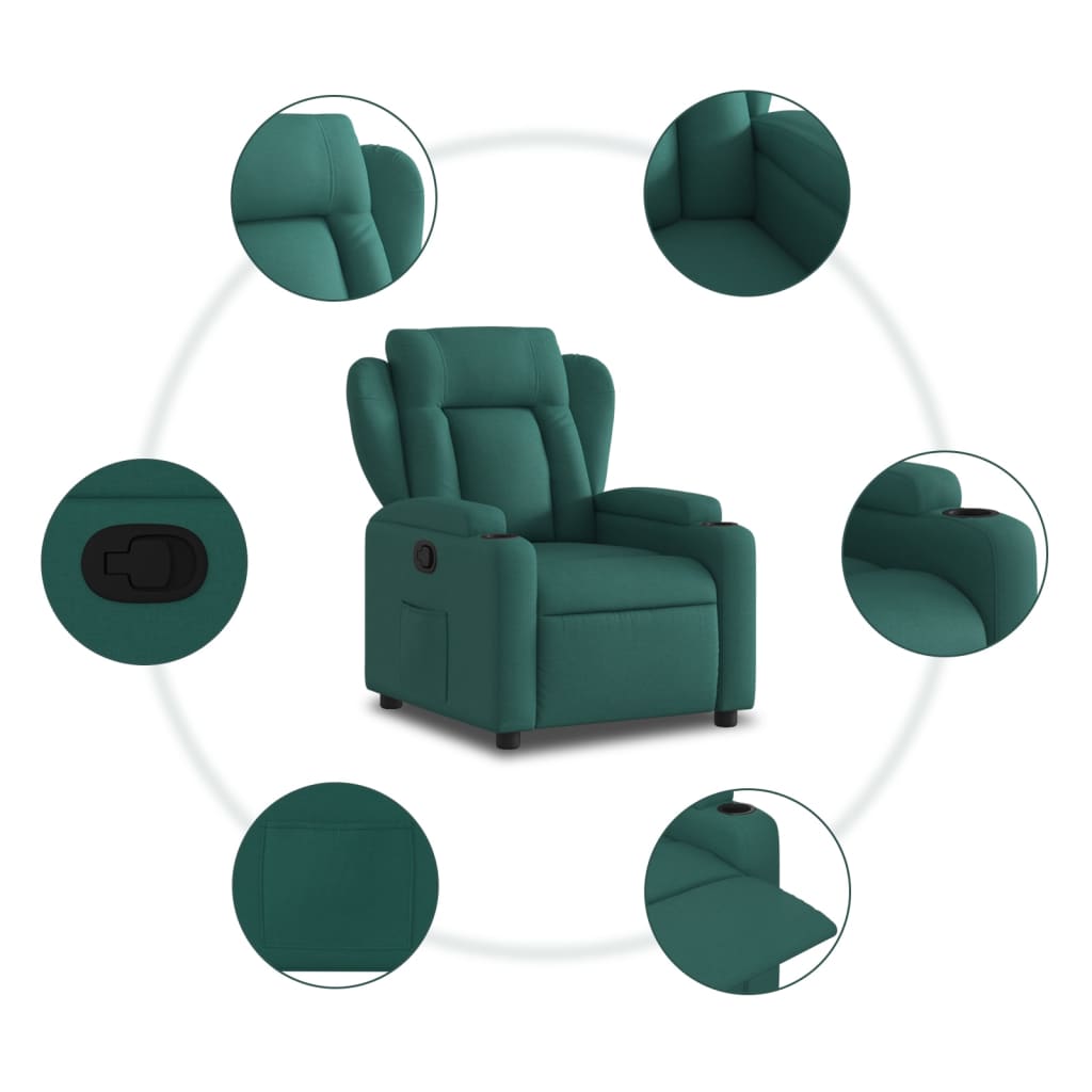 vidaXL Sillón reclinable de tela verde oscuro