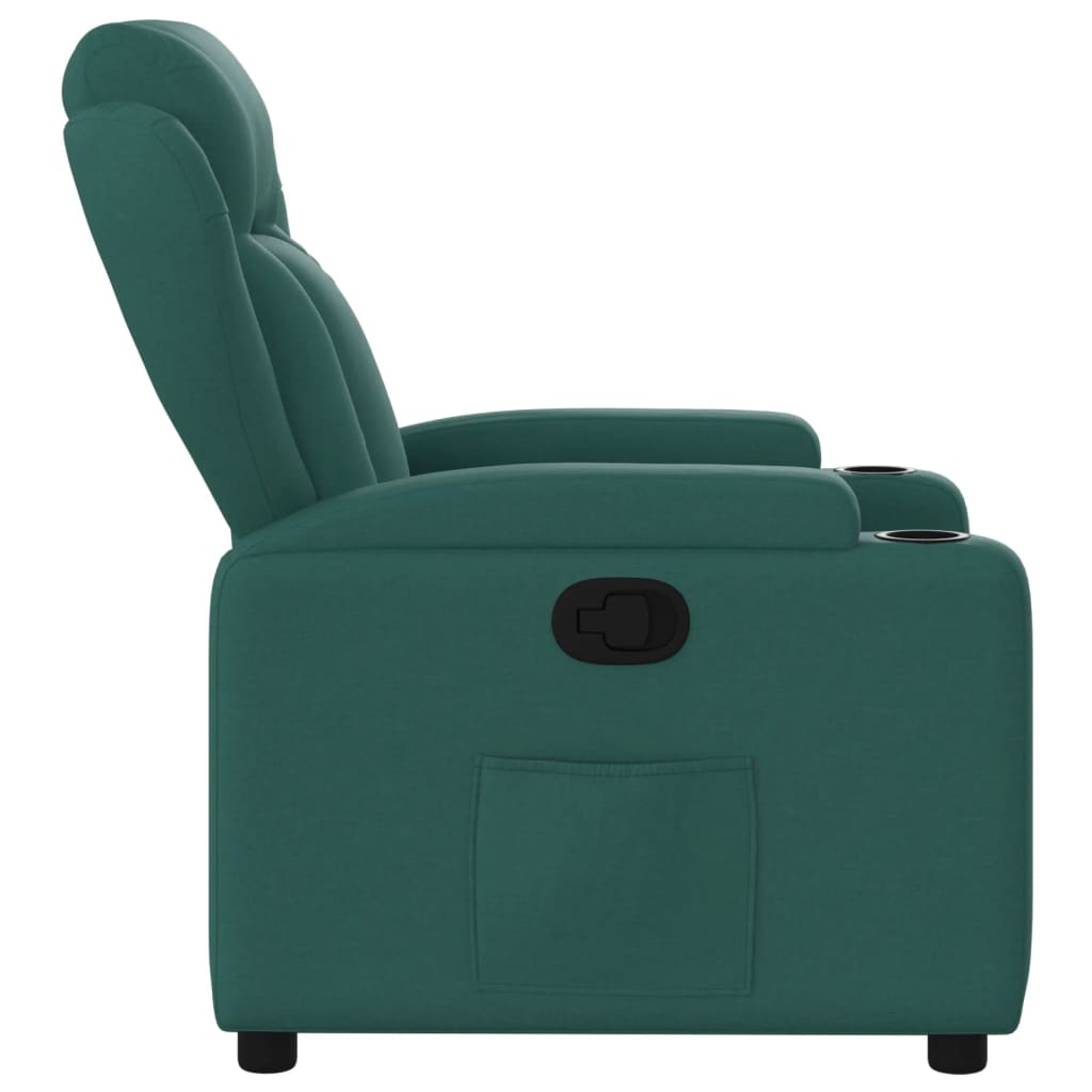 vidaXL Sillón reclinable de tela verde oscuro